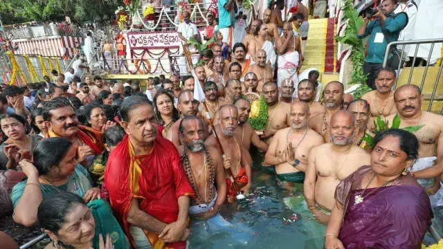 Srivari Brahmotsavam concludes with a grand Chakrasnaam in Tirumala